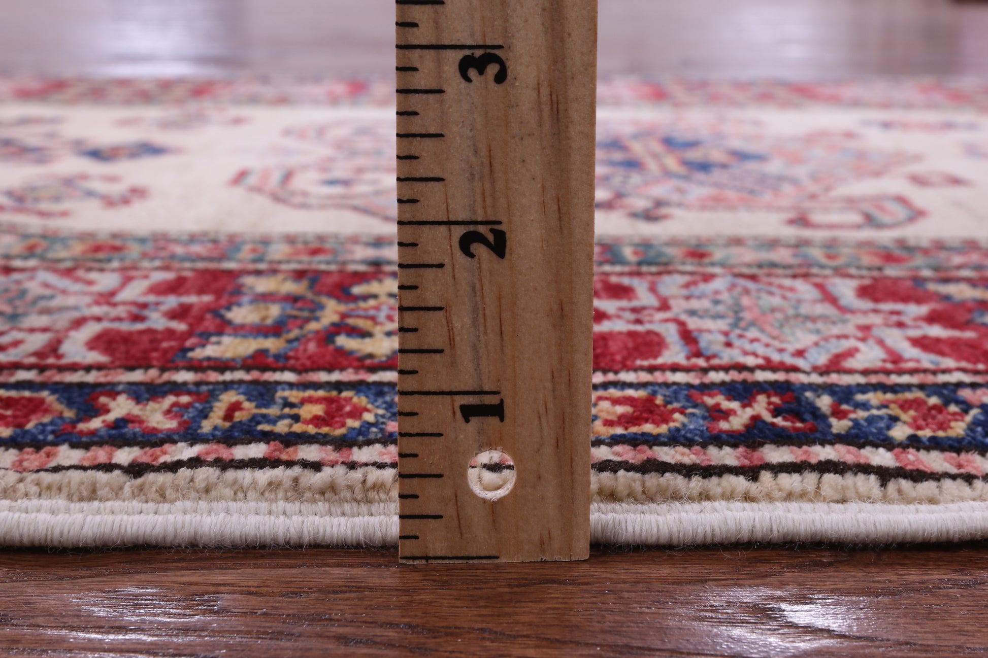 Ivory Super Kazak Hand Knotted Wool Runner Rug - 2' 7" X 8' 4" - Golden Nile