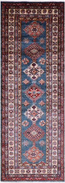 Super Kazak Hand Knotted Wool Runner Rug - 2' 6" X 7' 0" - Golden Nile
