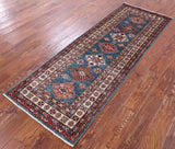 Super Kazak Hand Knotted Wool Runner Rug - 2' 6" X 7' 0" - Golden Nile