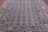 Grey Antiqued Pazyryk Historical Design Hand Knotted Wool Rug - 9' 0" X 12' 0" - Golden Nile