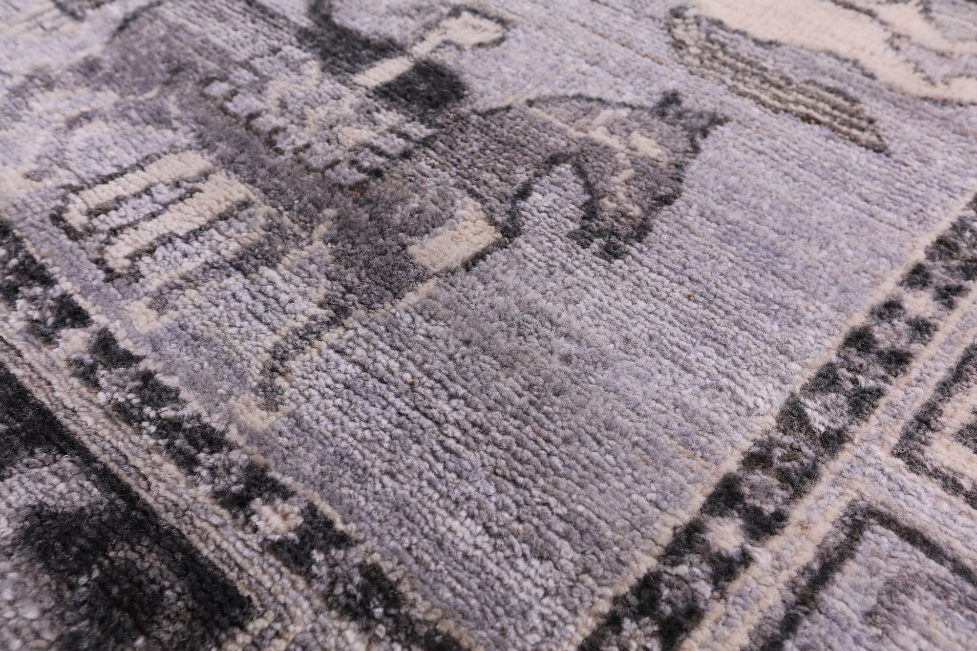 Grey Antiqued Pazyryk Historical Design Hand Knotted Wool Rug - 9' 0" X 12' 0" - Golden Nile