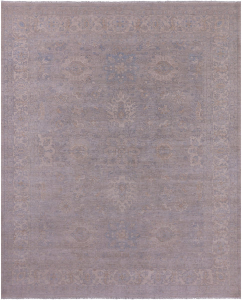 Silver Turkish Oushak Hand Knotted Wool Rug - 7' 10" X 9' 11" - Golden Nile