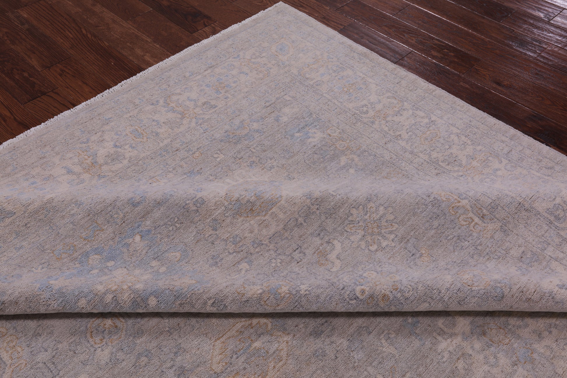 Silver Turkish Oushak Hand Knotted Wool Rug - 7' 10" X 9' 11" - Golden Nile