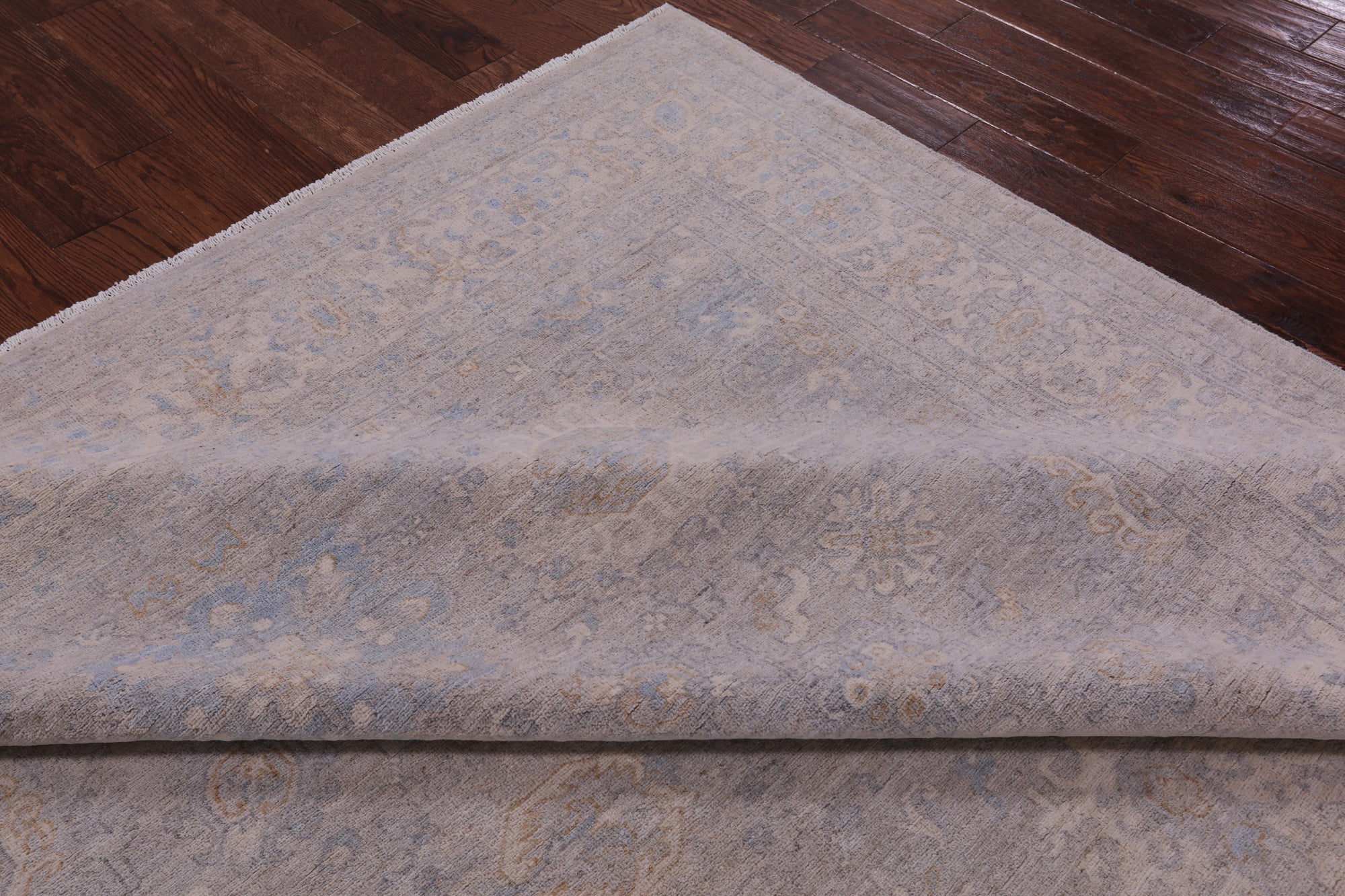 Silver Turkish Oushak Hand Knotted Wool Rug - 7' 10" X 9' 11" - Golden Nile