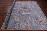 Blue Exotic Birds Persian Hand Knotted Wool Rug - 9' 1" X 12' 0" - Golden Nile