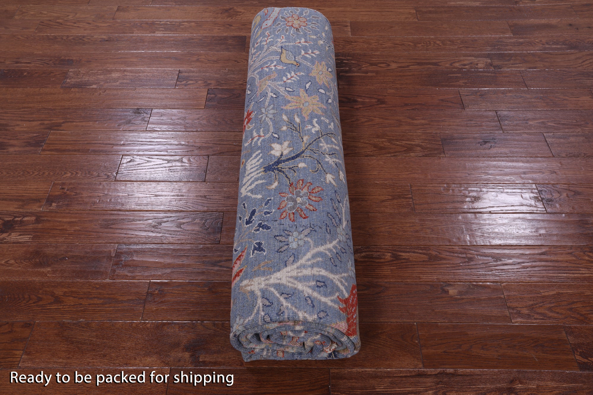 Blue Exotic Birds Persian Hand Knotted Wool Rug - 9' 1" X 12' 0" - Golden Nile