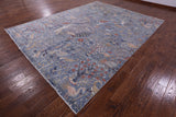 Blue Exotic Birds Persian Hand Knotted Wool Rug - 9' 1" X 12' 0" - Golden Nile