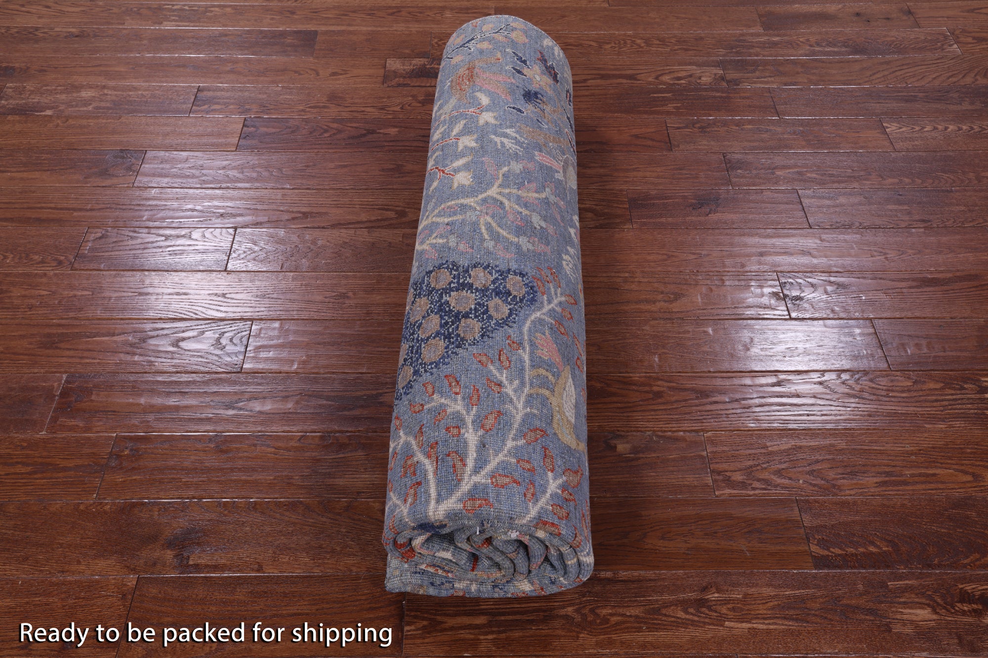 Blue Exotic Birds Persian Hand Knotted Wool Rug - 8' 1" X 10' 4" - Golden Nile