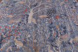 Blue Exotic Birds Persian Hand Knotted Wool Rug - 8' 1" X 10' 4" - Golden Nile