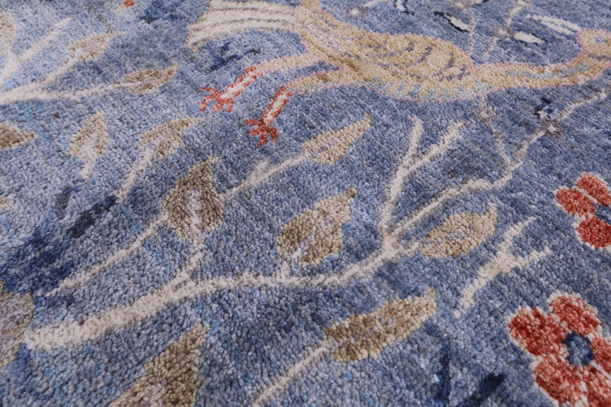 Blue Exotic Birds Persian Hand Knotted Wool Rug - 8' 1" X 10' 4" - Golden Nile
