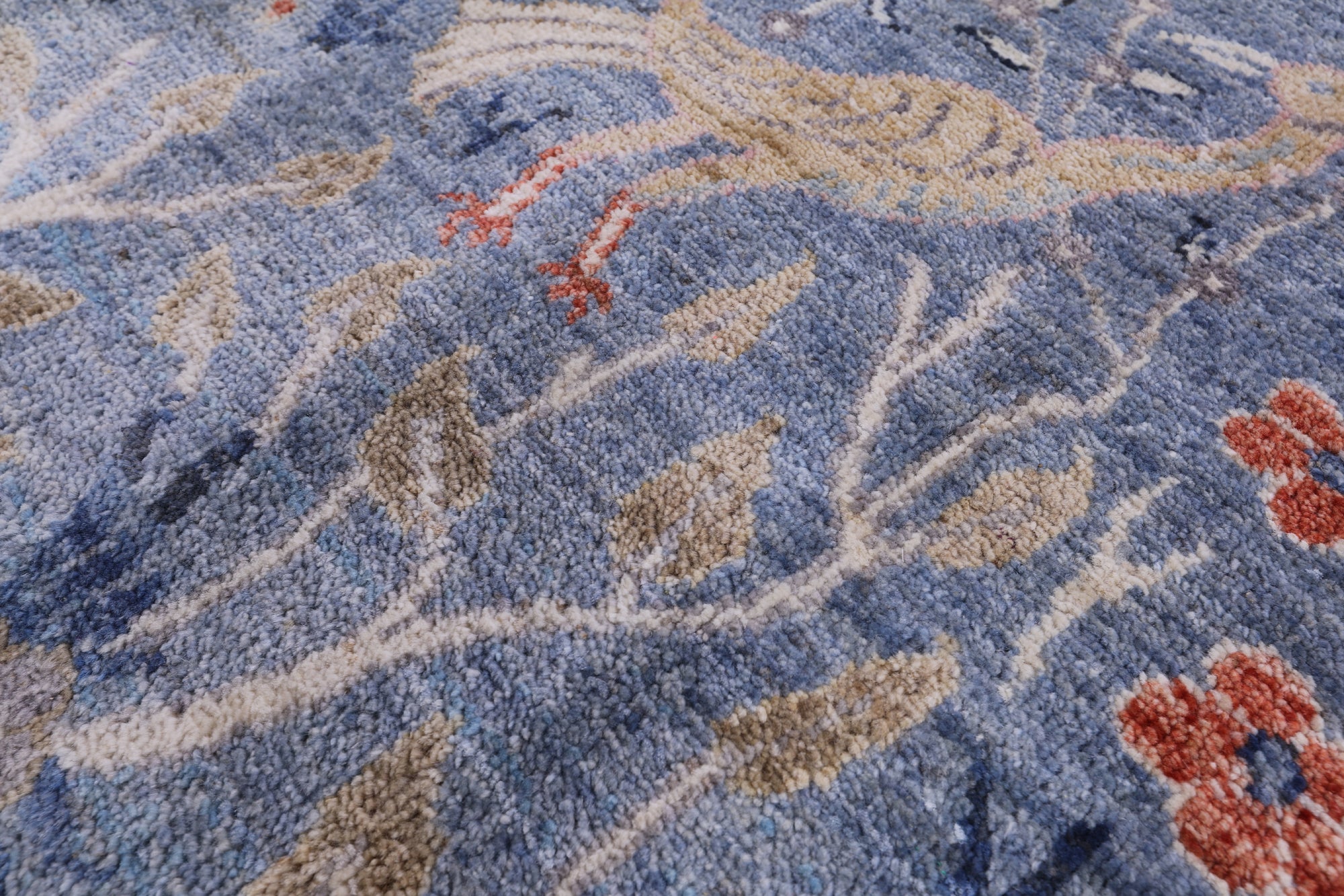Blue Exotic Birds Persian Hand Knotted Wool Rug - 8' 1" X 10' 4" - Golden Nile