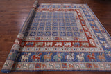 Blue Antiqued Pazyryk Historical Design Hand Knotted Wool Rug - 10' 0" X 14' 1" - Golden Nile