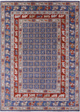 Blue Antiqued Pazyryk Historical Design Hand Knotted Wool Rug - 10' 0" X 14' 1" - Golden Nile