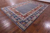 Blue Antiqued Pazyryk Historical Design Hand Knotted Wool Rug - 10' 0" X 14' 1" - Golden Nile