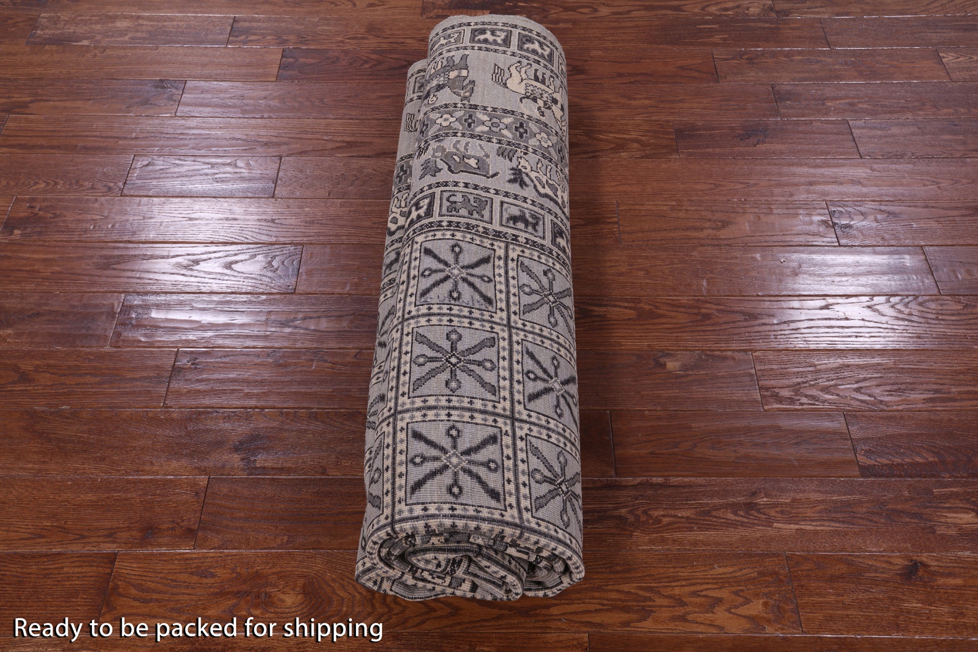 Grey Antiqued Pazyryk Historical Design Handmade Wool Rug - 7' 11" X 9' 11" - Golden Nile