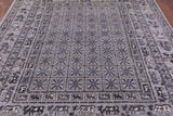 Grey Antiqued Pazyryk Historical Design Handmade Wool Rug - 7' 11" X 9' 11" - Golden Nile