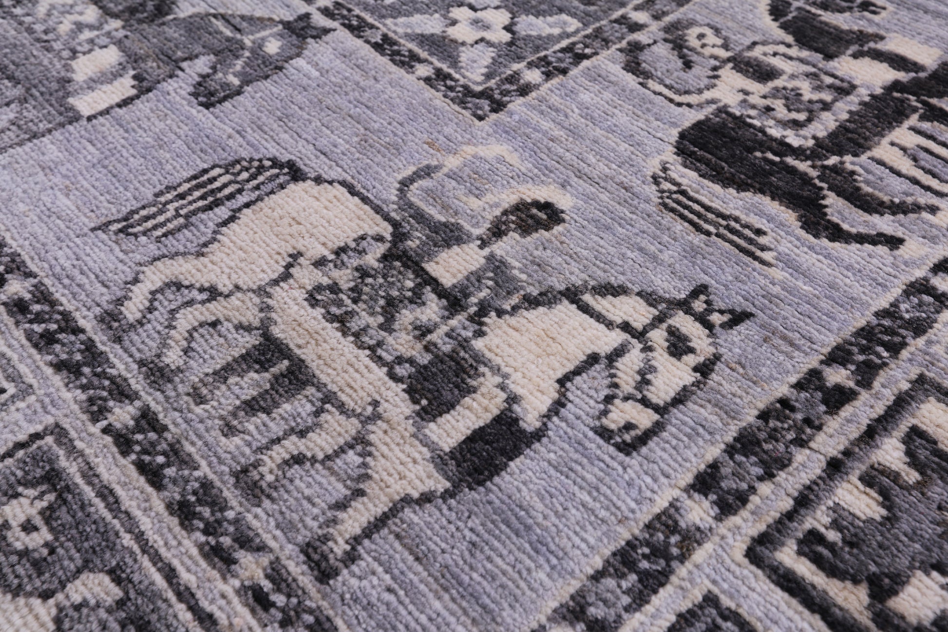 Grey Antiqued Pazyryk Historical Design Handmade Wool Rug - 7' 11" X 9' 11" - Golden Nile