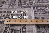 Grey Antiqued Pazyryk Historical Design Handmade Wool Rug - 6' 1" X 8' 10" - Golden Nile