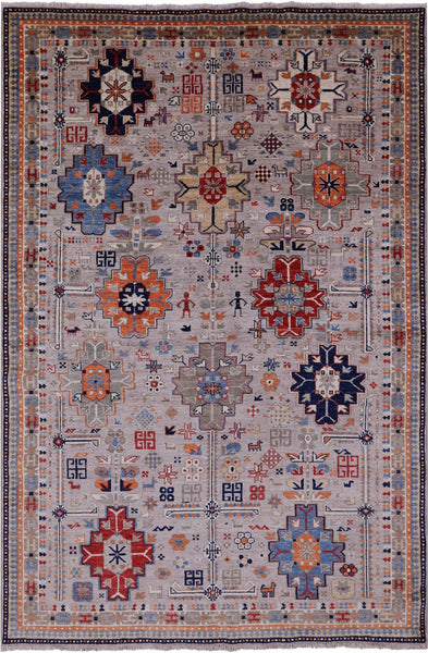 Tribal Persian Gabbeh Hand Knotted Wool Rug - 6' 1" X 9' 0" - Golden Nile