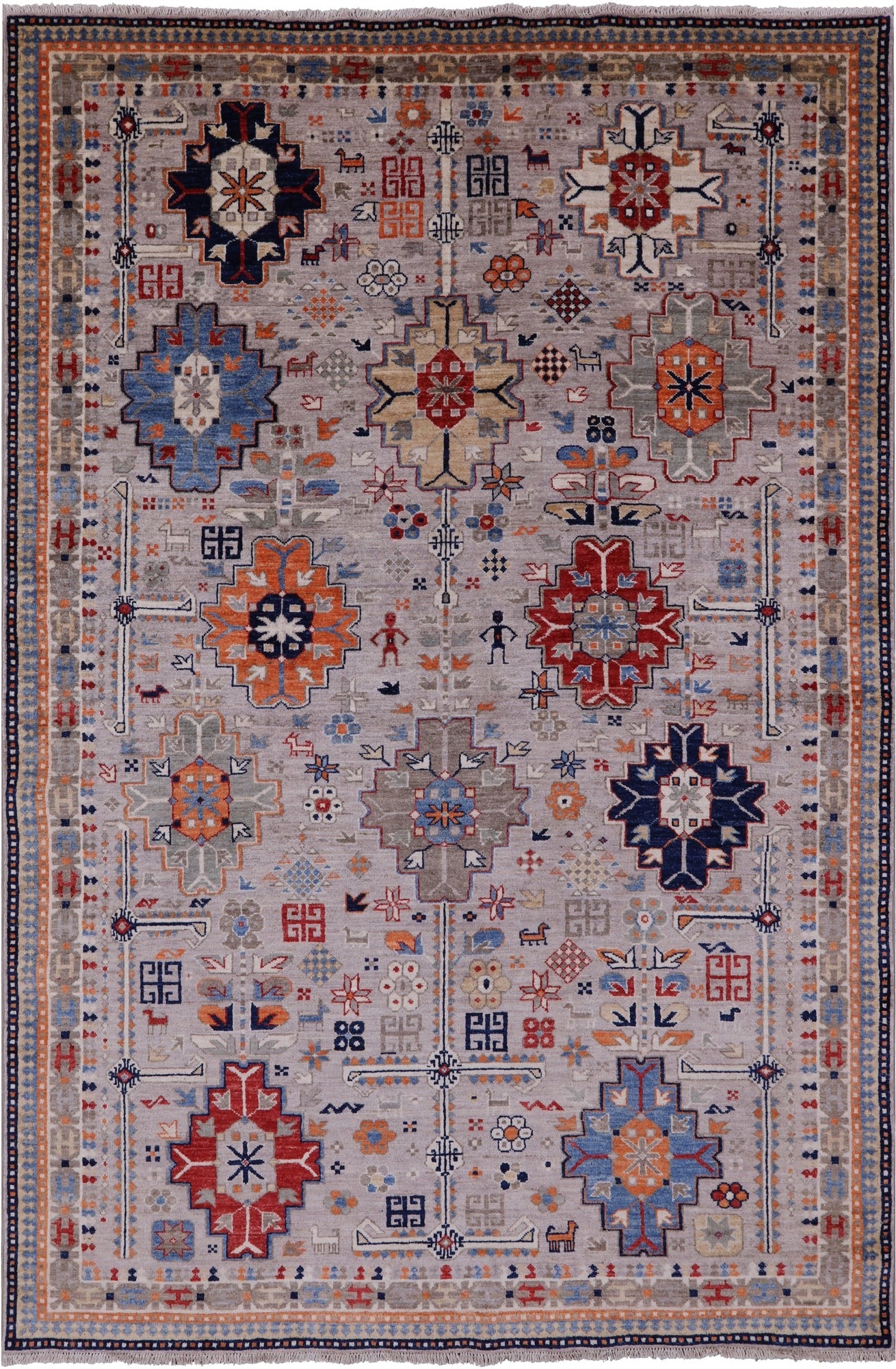 Tribal Persian Gabbeh Hand Knotted Wool Rug - 6' 1" X 9' 0" - Golden Nile