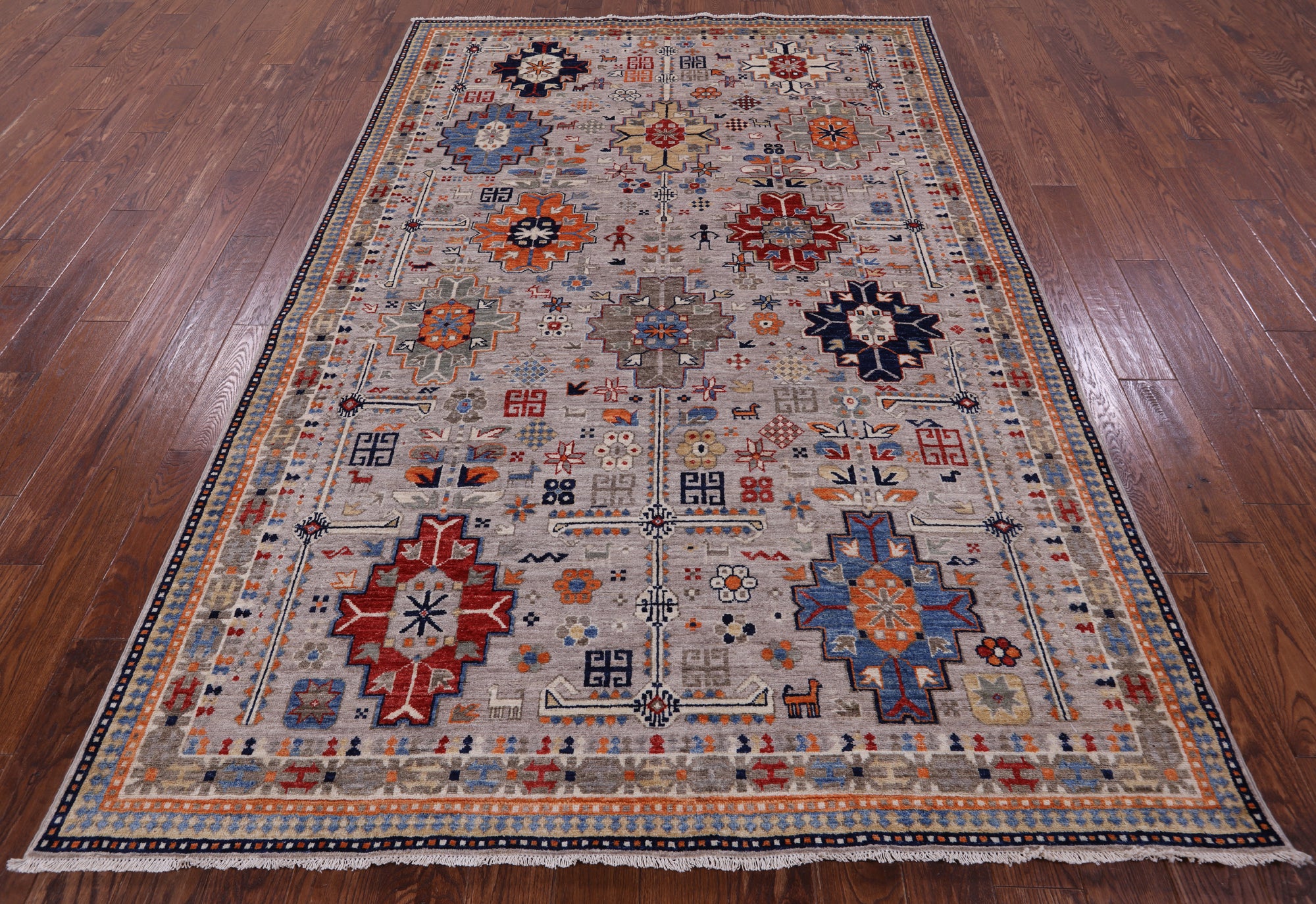 Tribal Persian Gabbeh Hand Knotted Wool Rug - 6' 1" X 9' 0" - Golden Nile