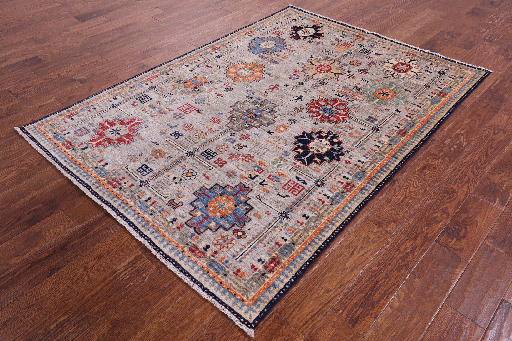 Tribal Persian Gabbeh Hand Knotted Wool Rug - 4' 11" X 6' 10" - Golden Nile