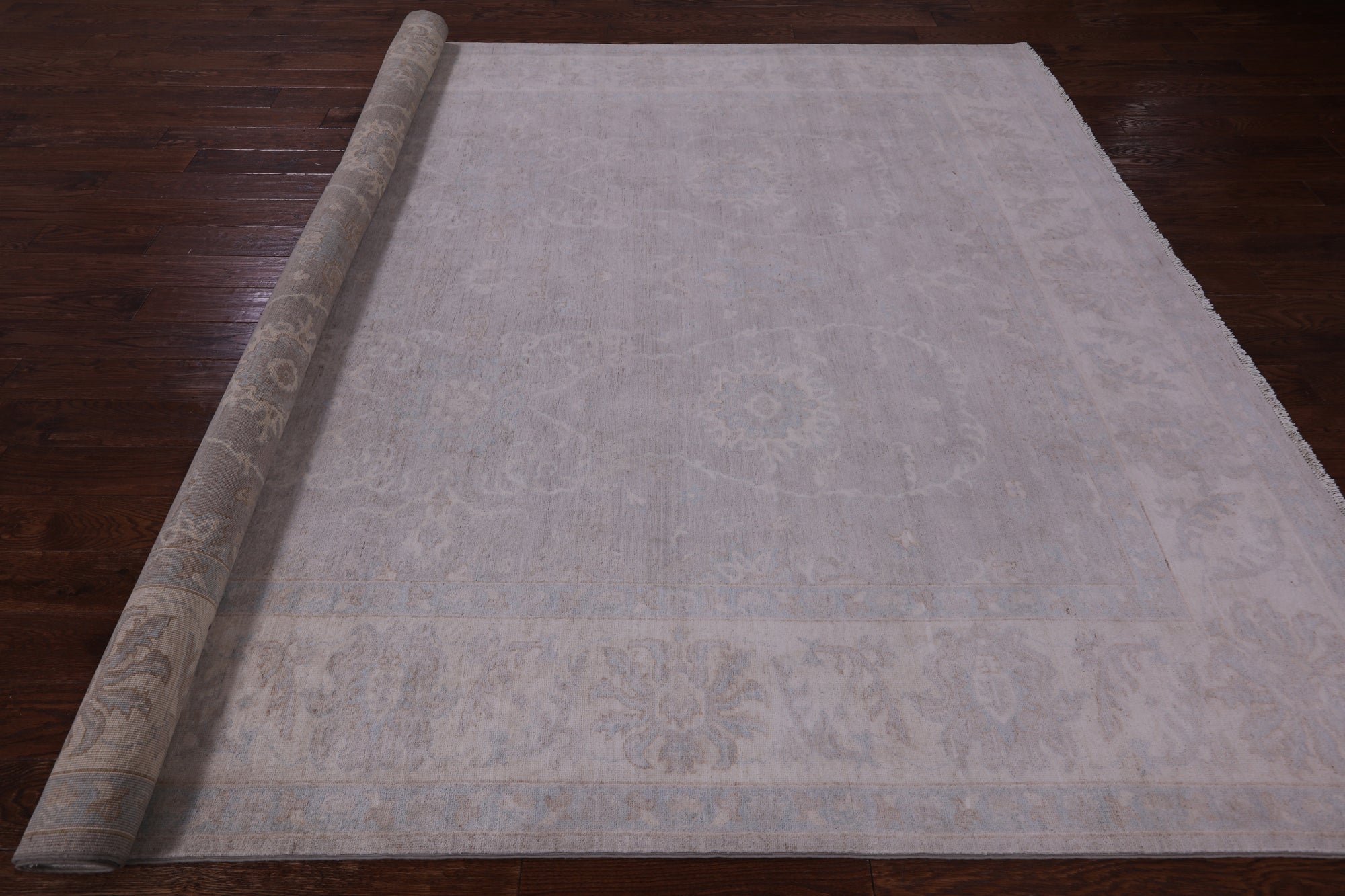 Grey Turkish Oushak Hand Knotted Wool Rug - 8' 8" X 11' 9" - Golden Nile