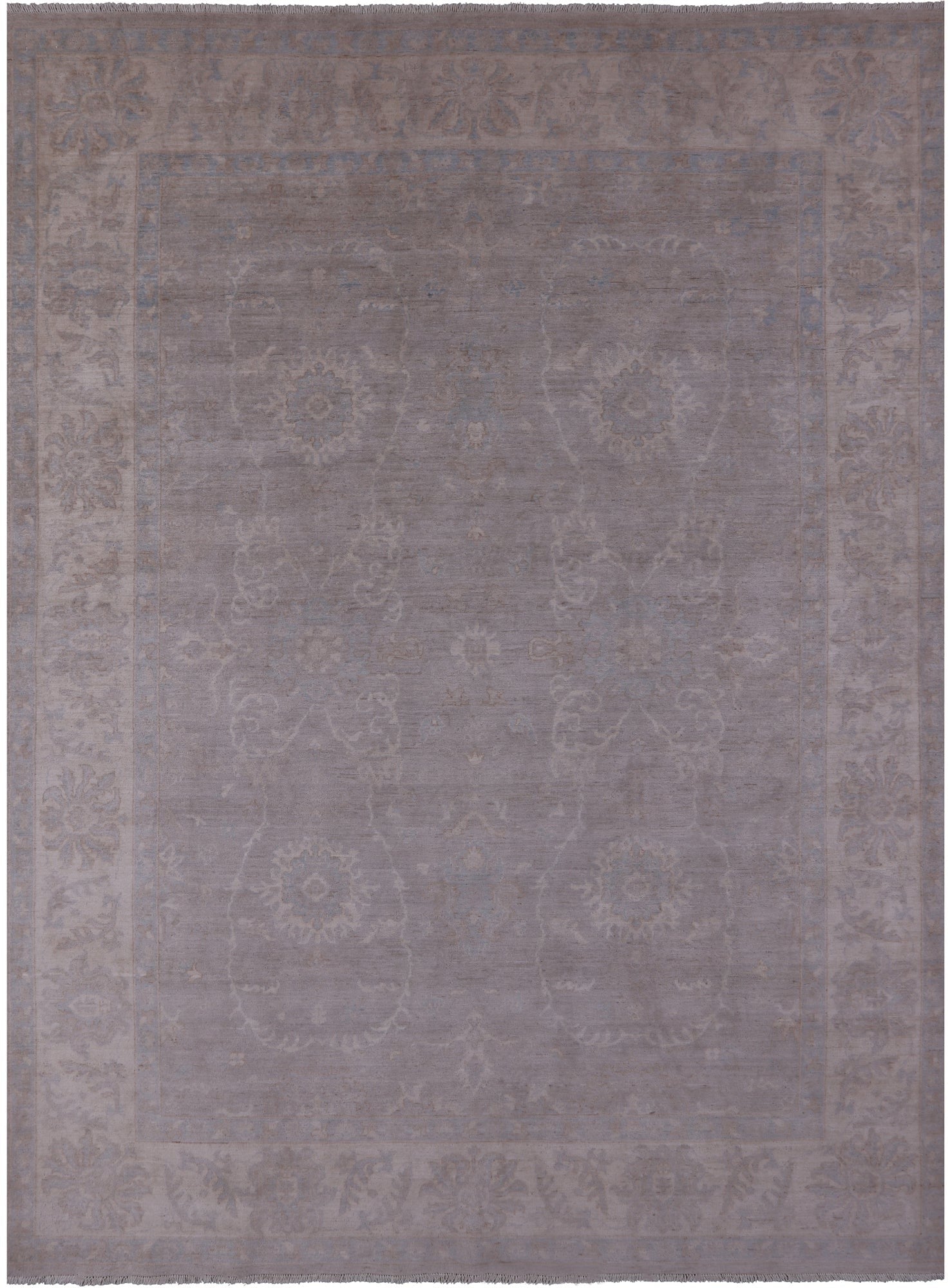 Grey Turkish Oushak Hand Knotted Wool Rug - 8' 8" X 11' 9" - Golden Nile