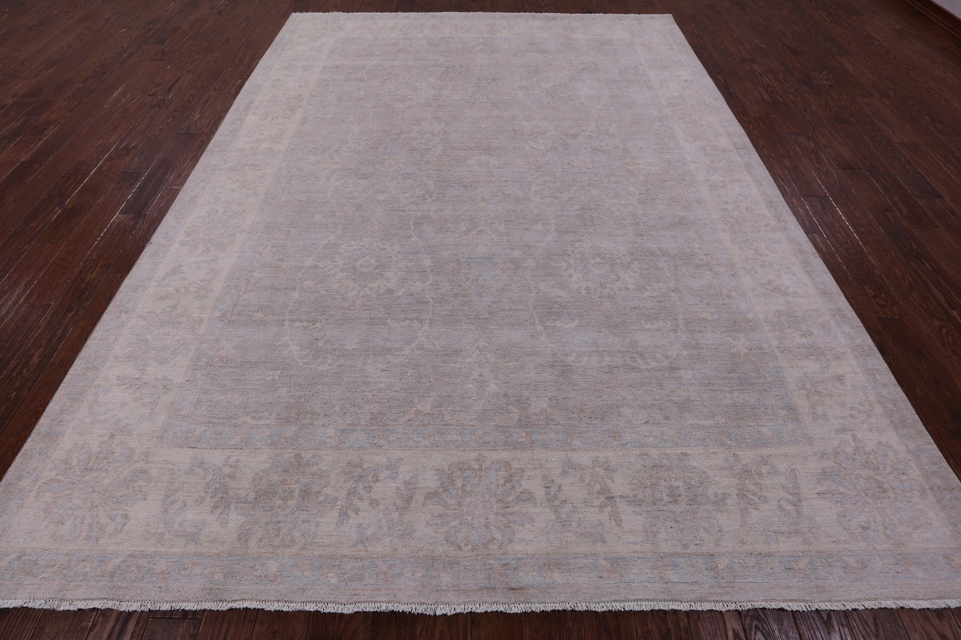 Grey Turkish Oushak Hand Knotted Wool Rug - 8' 8" X 11' 9" - Golden Nile