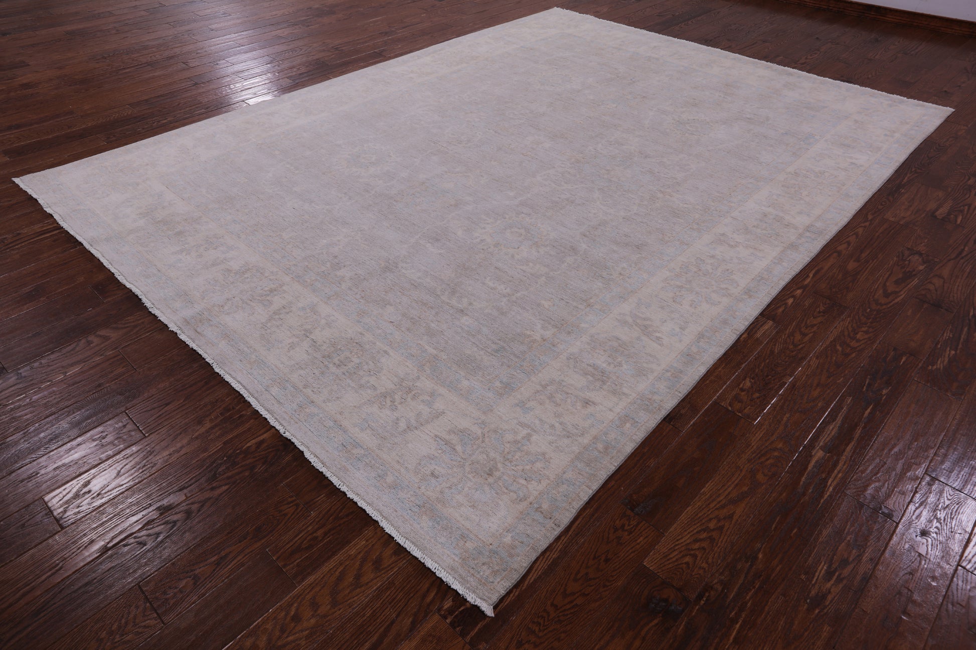 Grey Turkish Oushak Hand Knotted Wool Rug - 8' 8" X 11' 9" - Golden Nile