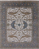 Ivory Turkish Oushak Hand Knotted Wool Area Rug - 7' 11" X 9' 9" - Golden Nile