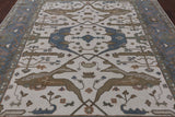 Ivory Turkish Oushak Hand Knotted Wool Area Rug - 7' 11" X 9' 9" - Golden Nile