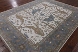 Ivory Turkish Oushak Hand Knotted Wool Area Rug - 7' 11" X 9' 9" - Golden Nile