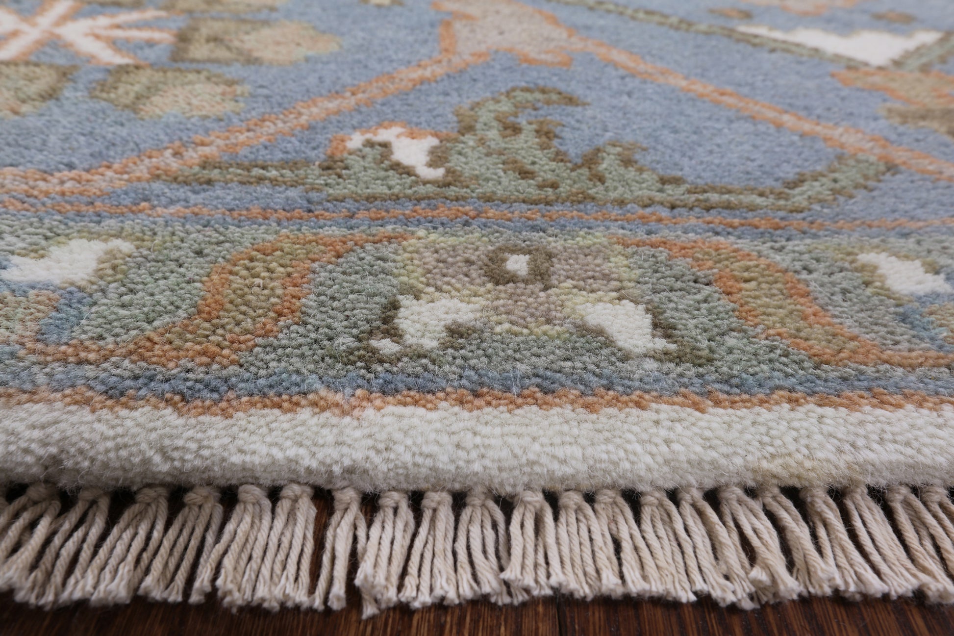 Ivory Turkish Oushak Hand Knotted Wool Area Rug - 7' 11" X 9' 9" - Golden Nile