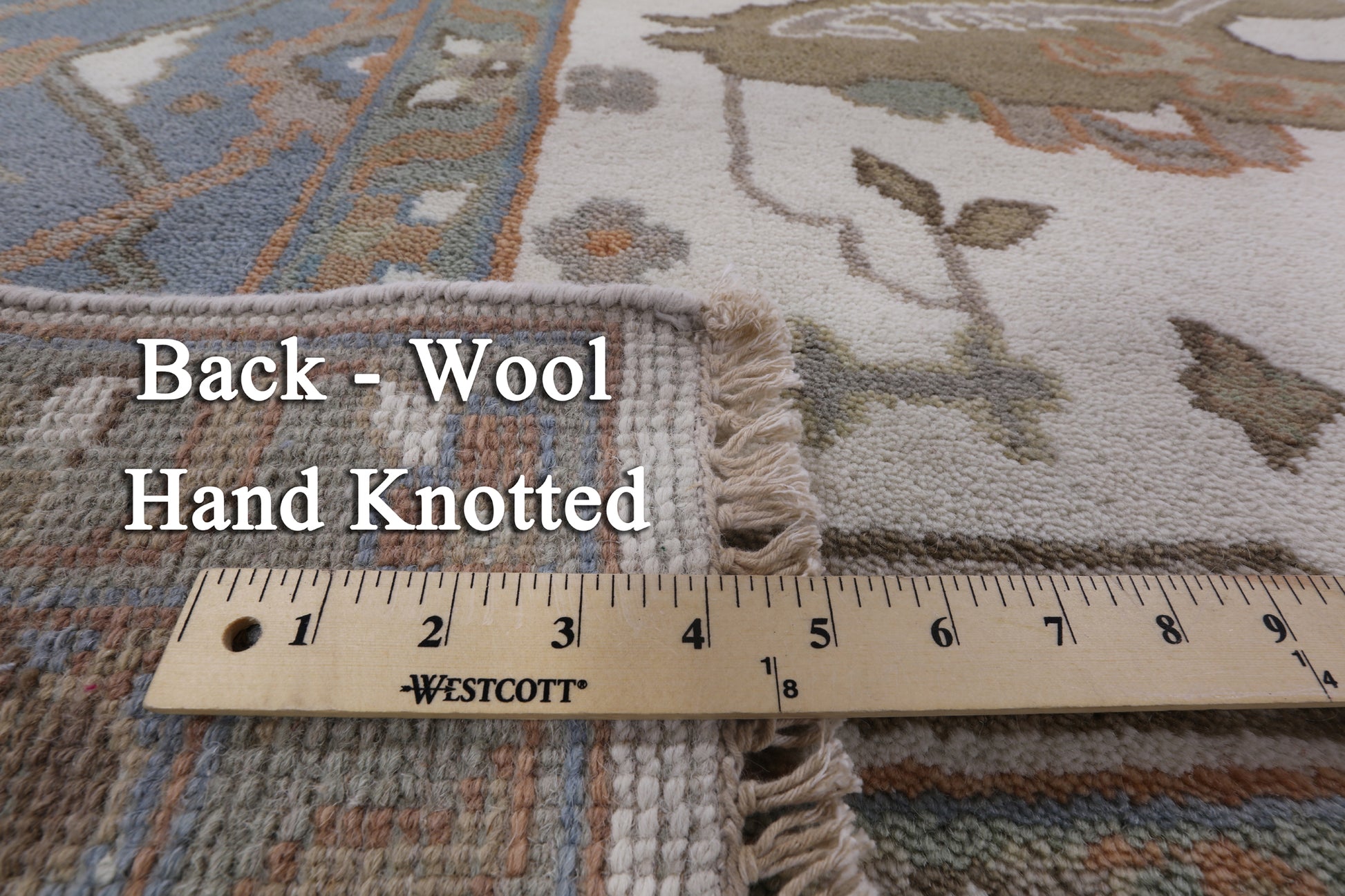 Ivory Turkish Oushak Hand Knotted Wool Area Rug - 7' 11" X 9' 9" - Golden Nile