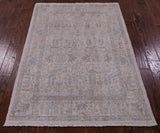 Ivory Turkish Oushak Hand Knotted Wool Rug - 4' 0" X 5' 9" - Golden Nile