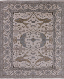 Ivory Turkish Oushak Hand Knotted Wool Rug - 8' 2" X 9' 7" - Golden Nile