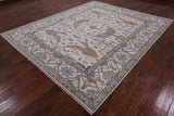 Ivory Turkish Oushak Hand Knotted Wool Rug - 8' 2" X 9' 7" - Golden Nile