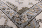 Ivory Turkish Oushak Hand Knotted Wool Rug - 8' 2" X 9' 7" - Golden Nile