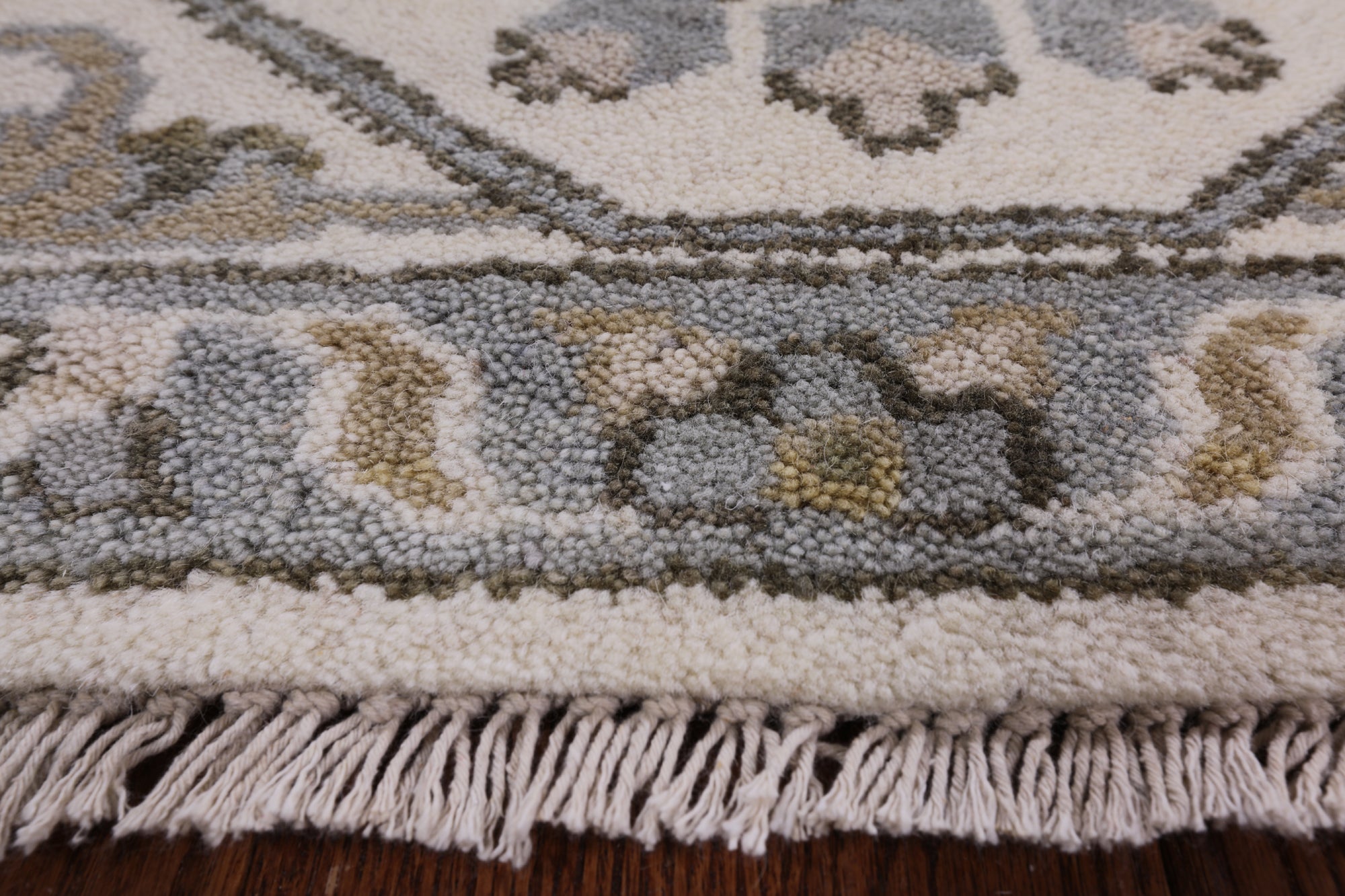 Ivory Turkish Oushak Hand Knotted Wool Rug - 8' 2" X 9' 7" - Golden Nile