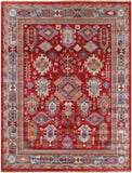 Red Persian Fine Serapi Hand Knotted Wool on Wool Rug - 8' 2" X 10' 3" - Golden Nile