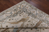 Ivory Turkish Oushak Hand Knotted Wool Area Rug - 8' 2" X 9' 8" - Golden Nile