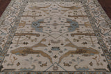 Ivory Turkish Oushak Hand Knotted Wool Area Rug - 8' 2" X 9' 8" - Golden Nile