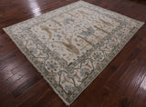 Ivory Turkish Oushak Hand Knotted Wool Area Rug - 8' 2" X 9' 8" - Golden Nile