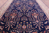 Blue Persian Sarouk Hand Knotted Wool Rug - 11' 2" X 16' 0" - Golden Nile