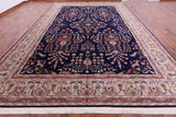 Blue Persian Sarouk Hand Knotted Wool Rug - 11' 2" X 16' 0" - Golden Nile