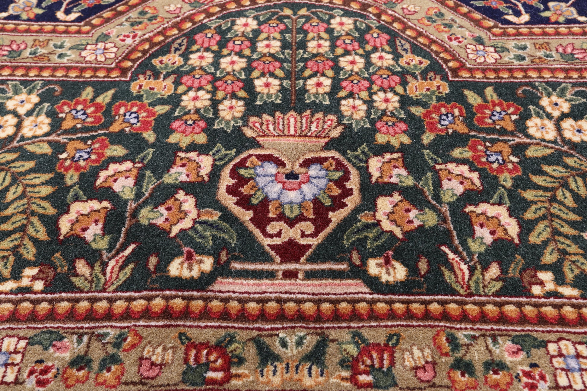 Blue Persian Tabriz Handmade Wool Rug - 8' 9" X 12' 2" - Golden Nile