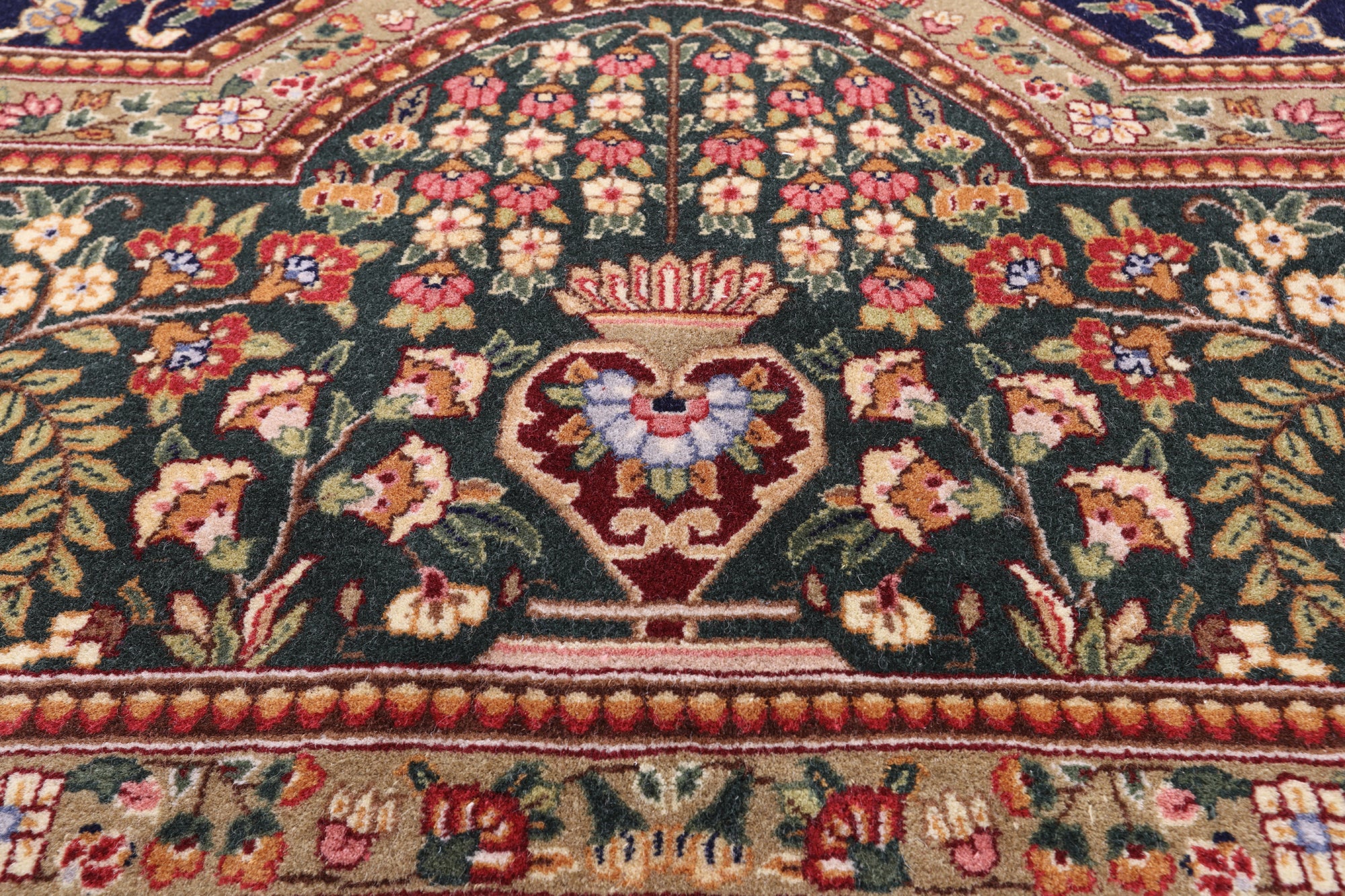 Blue Persian Tabriz Handmade Wool Rug - 8' 9" X 12' 2" - Golden Nile