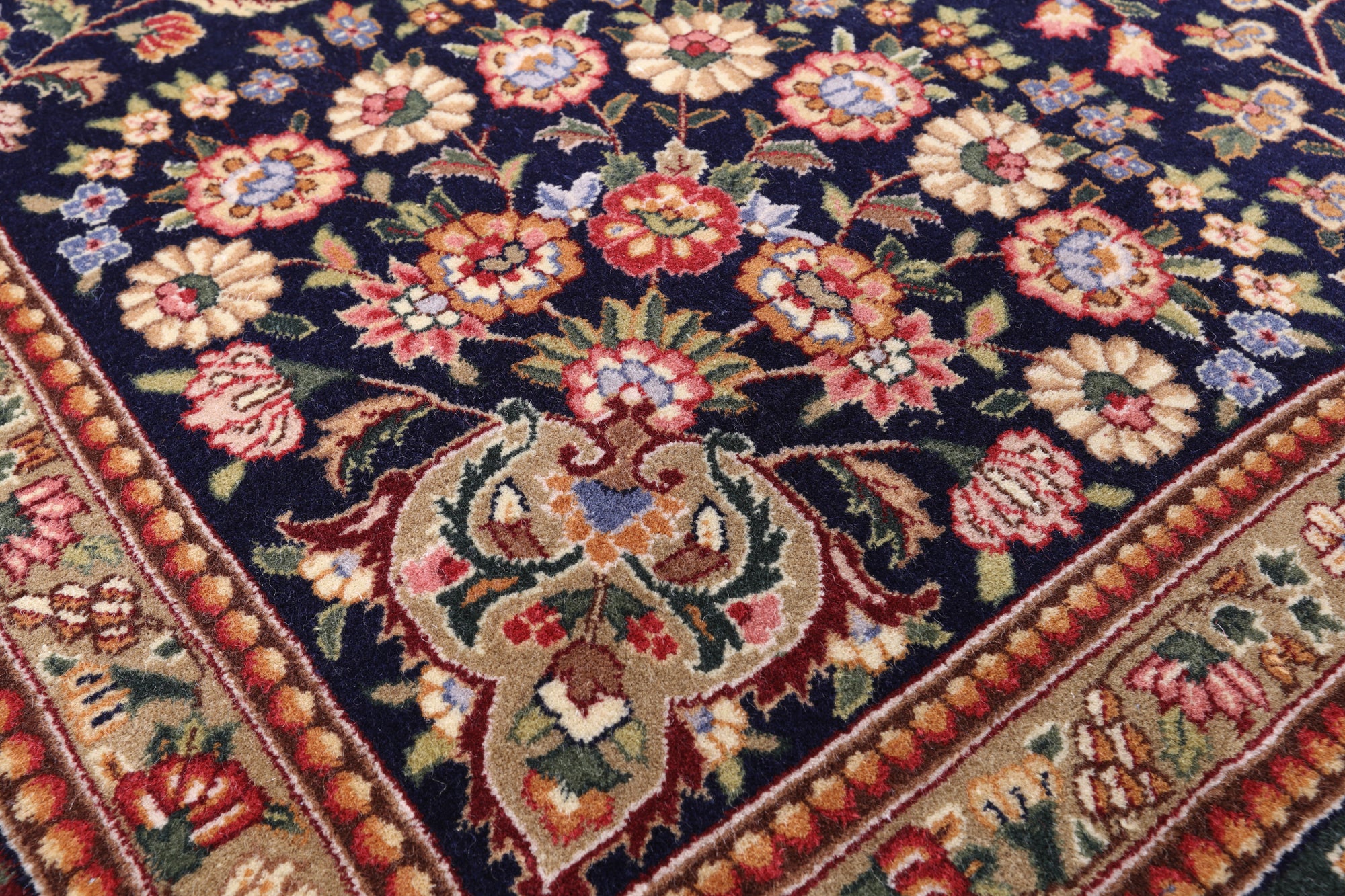 Blue Persian Tabriz Handmade Wool Rug - 8' 9" X 12' 2" - Golden Nile