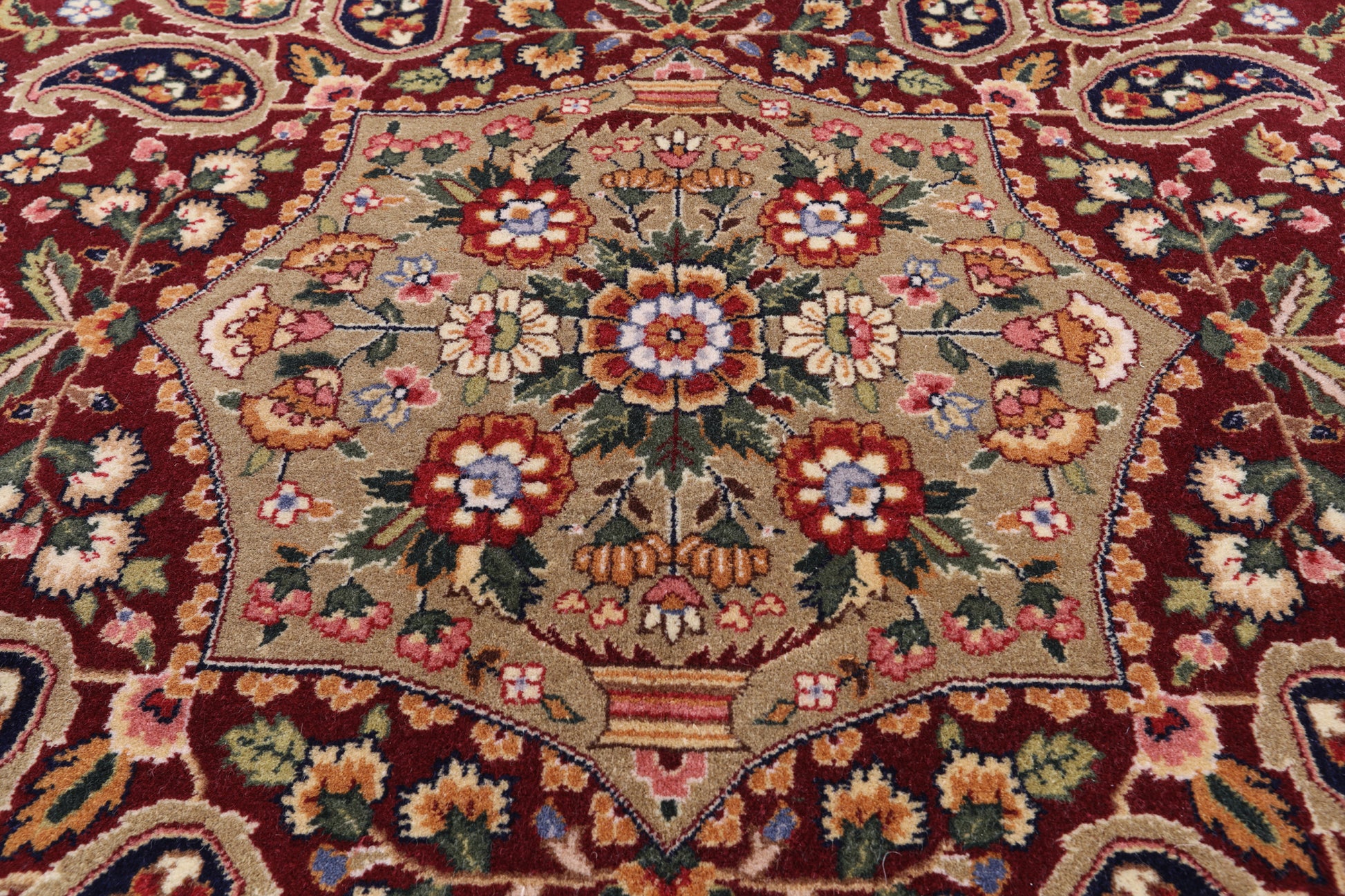 Blue Persian Tabriz Handmade Wool Rug - 8' 9" X 12' 2" - Golden Nile
